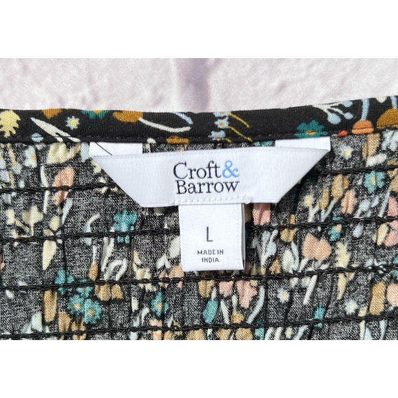 Croft And Barrow Floral Maxi Dress Pockets Smocked Whimsigoth Fairy Peasant L - Picture 6 of 7